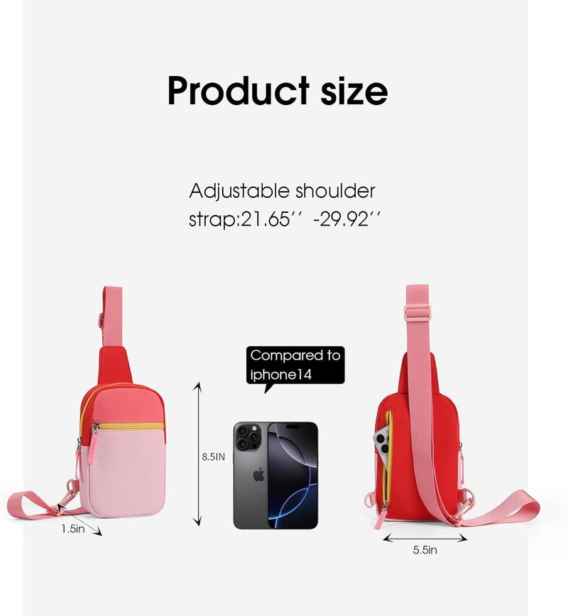 cotmcor Store Valentines Day Gifts for Kids: Fanny Pack Birthday Gift for 8 9 10 11 12 Year Old Teen Girls Trendy Stuff, Preppy Colorblock Crossbody Bag Adjustable Sling Belt Bags Purse for Travel Outdoor - Image 3
